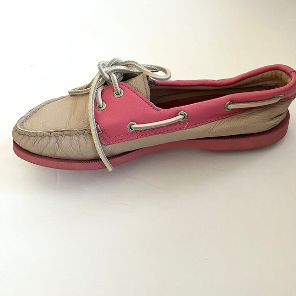 Women's Sperry Top-Sider Pink And Beige Boat Shoes Loafers Size 8.5M - Picture 5 of 8